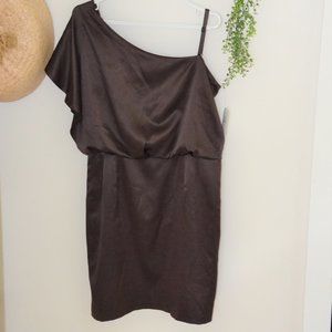 🌞Jessica Simpson Blouson Flutter Sleeve Brown Satin Dress Size 14